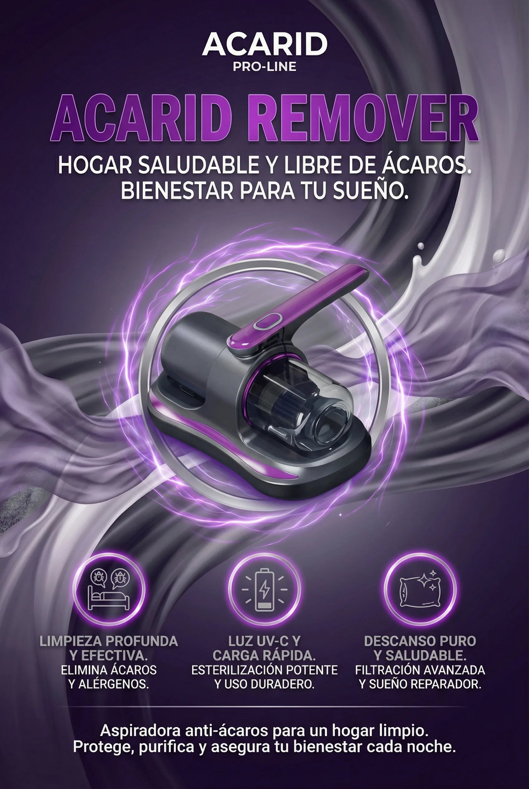 Aspiradora elimina Acaros UV para Cama y Sofá